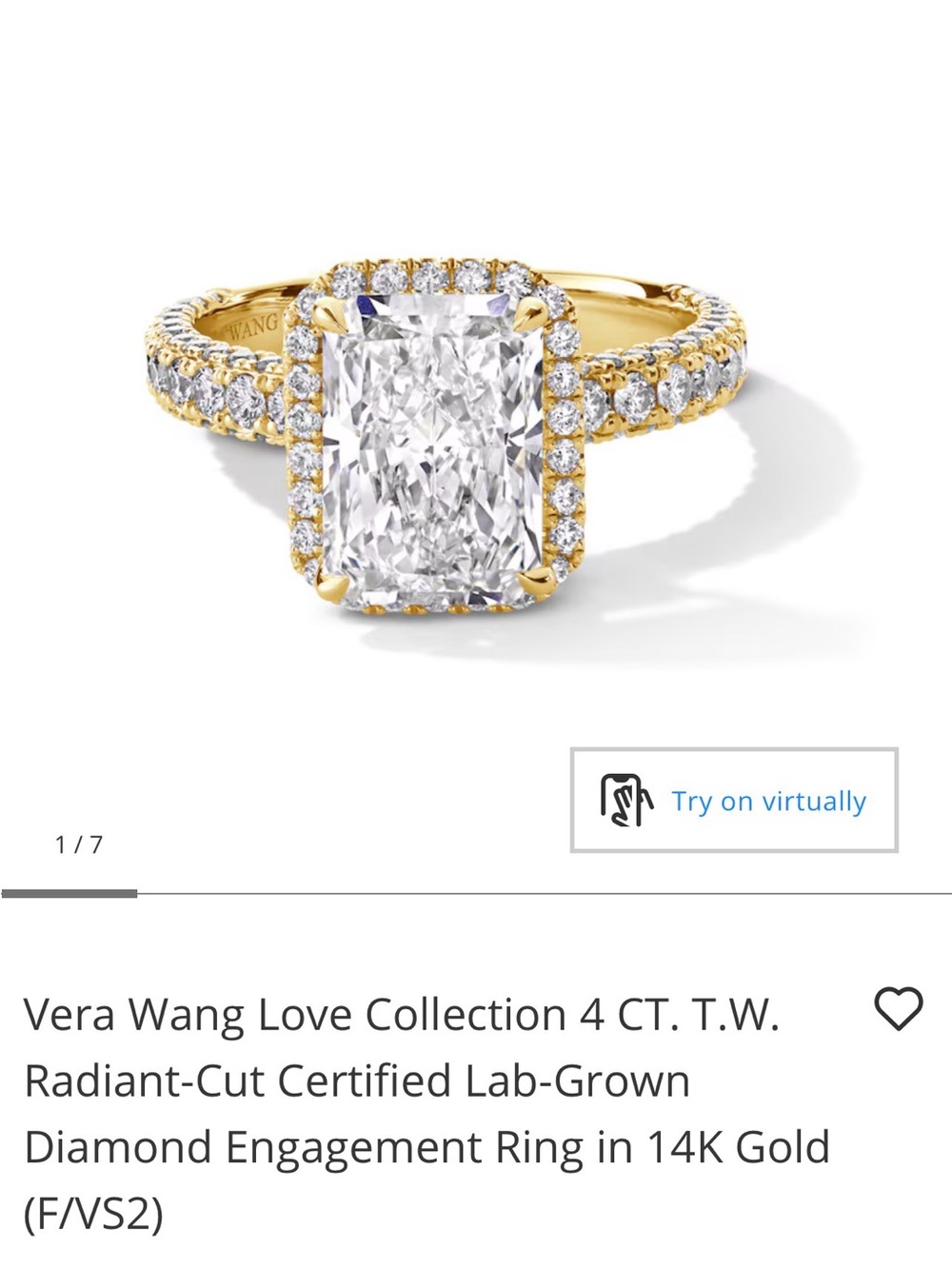 Vera Wang 14K Gold Radiant-Cut Diamond Halo Engagement Ring - Gold, White
